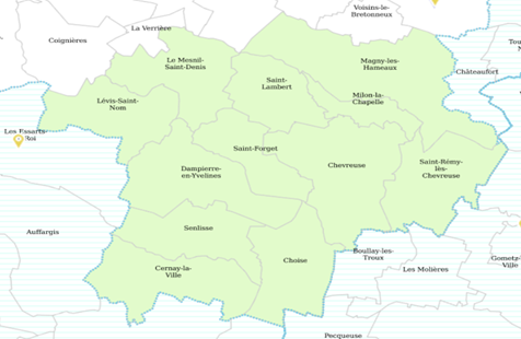 Carte du territoire de la CPTS Vallée de Chevreuse 78